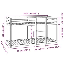 vidaXL Camas Y Accesorios-Litera de madera maciza de pino 90x200 cm