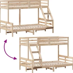 vidaXL Camas Y Accesorios-Litera de madera maciza de pino 90x200/120x200 cm