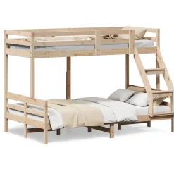 vidaXL Camas Y Accesorios-Litera de madera maciza de pino 80x200/120x200 cm