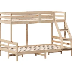 vidaXL Camas Y Accesorios-Litera de madera maciza de pino 80x200/120x200 cm