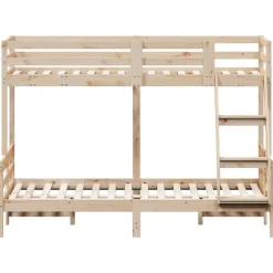 vidaXL Camas Y Accesorios-Litera de madera maciza de pino 80x200/120x200 cm
