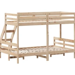vidaXL Camas Y Accesorios-Litera de madera maciza de pino 80x200/120x200 cm