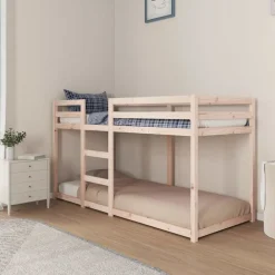 vidaXL Camas Y Accesorios-Litera de madera maciza de pino 80x200 cm
