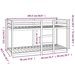 vidaXL Camas Y Accesorios-Litera de madera maciza de pino 80x200 cm