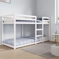 vidaXL Litera de madera maciza de pino 80x200 cm Blanco New