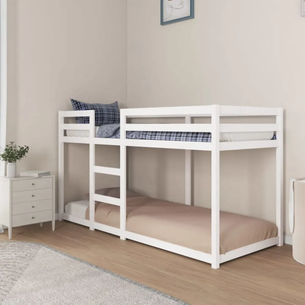 vidaXL Litera de madera maciza de pino 80x200 cm Blanco New