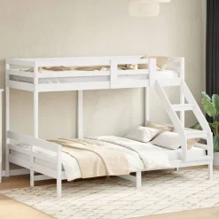 vidaXL Camas Y Accesorios-Litera de madera maciza de pino 90x200/140x200 cm
