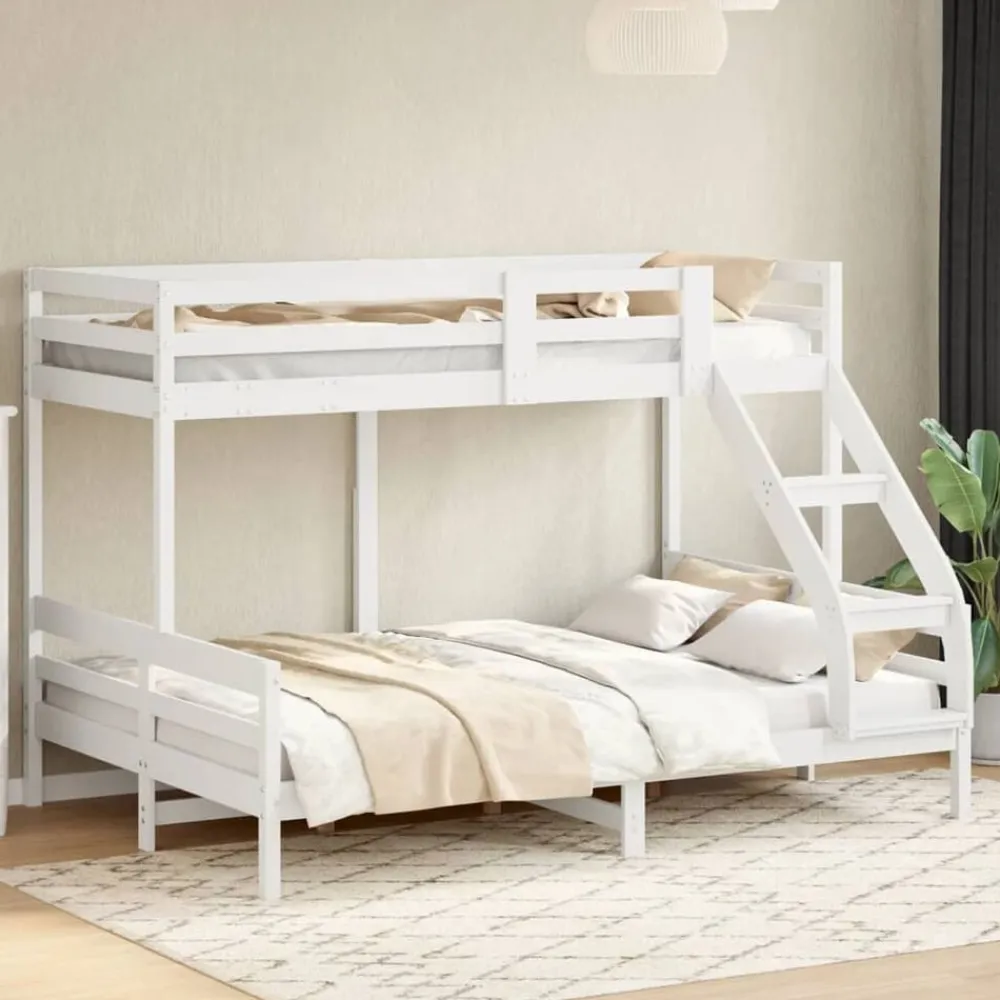 vidaXL Camas Y Accesorios-Litera de madera maciza de pino 90x200/140x200 cm