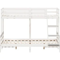 vidaXL Camas Y Accesorios-Litera de madera maciza de pino 90x200/140x200 cm