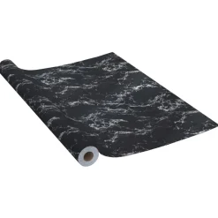 vidaXL Láminas autoadhesivas muebles PVC piedra negra 500x90 cm Negro