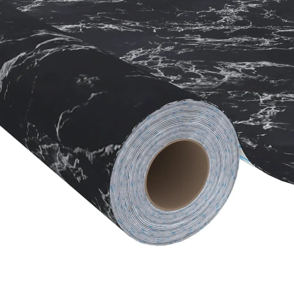 vidaXL Láminas autoadhesivas muebles PVC piedra negra 500x90 cm Negro