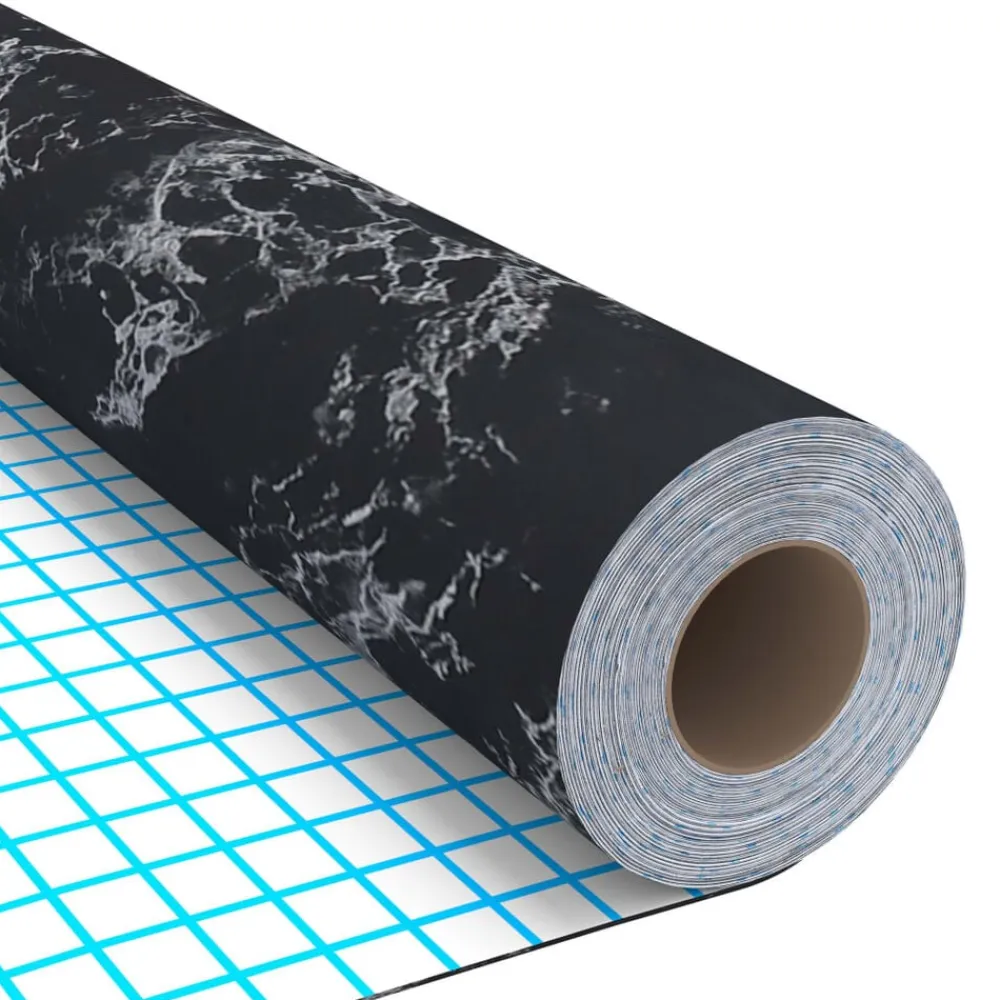 vidaXL Láminas autoadhesivas muebles PVC piedra negra 500x90 cm Negro
