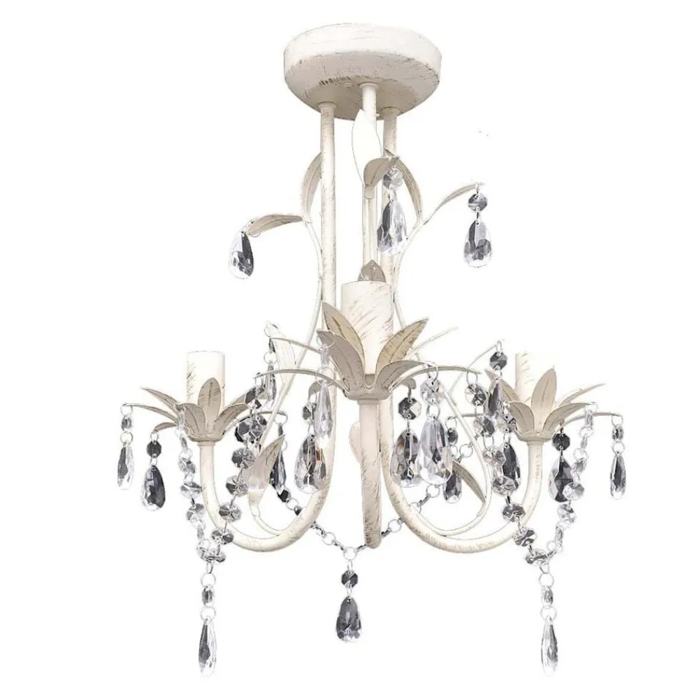 vidaXL Iluminación-Lámpara colgante araña de cristal elegante blanca
