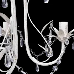 vidaXL Iluminación-Lámpara colgante araña de cristal elegante blanca