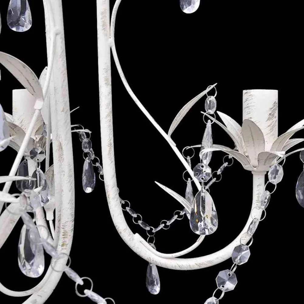 vidaXL Iluminación-Lámpara colgante araña de cristal elegante blanca
