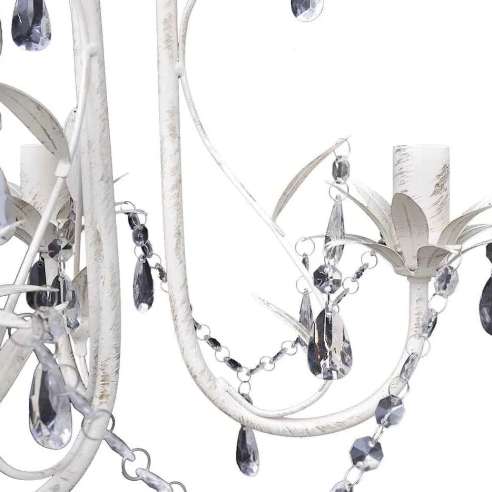 vidaXL Iluminación-Lámpara colgante araña de cristal elegante blanca