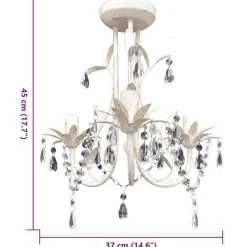 vidaXL Iluminación-Lámpara colgante araña de cristal elegante blanca