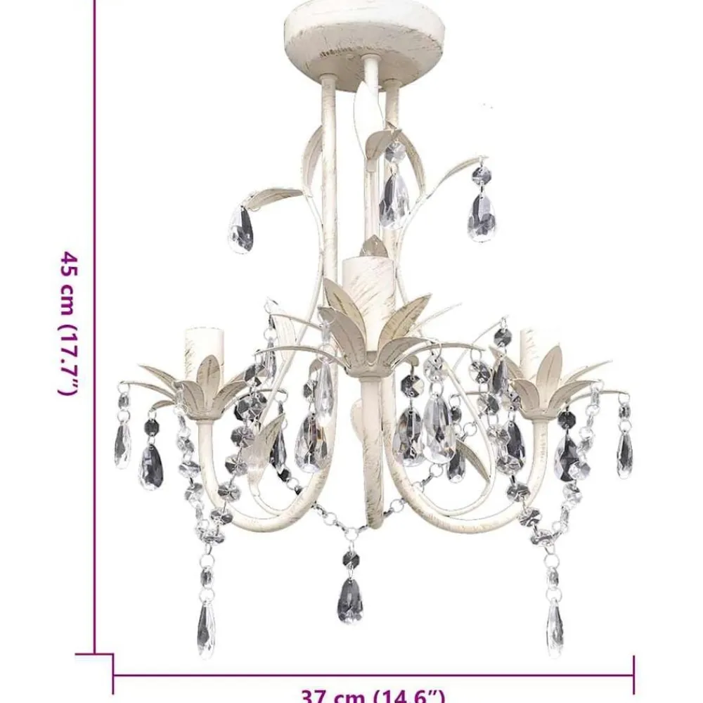 vidaXL Iluminación-Lámpara colgante araña de cristal elegante blanca