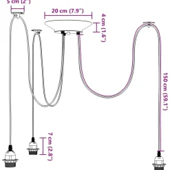 vidaXL Lámpara colgante con 3 portalámparas E27 metal negro Best