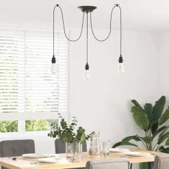 vidaXL Lámpara colgante con 3 portalámparas E27 metal negro Best