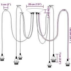 vidaXL Lámpara colgante con 6 portalámparas E27 metal negro New