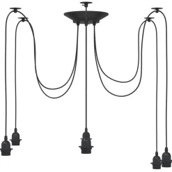 vidaXL Lámpara colgante con 6 portalámparas E27 metal negro New