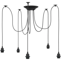 vidaXL Iluminación-Lámpara colgante con 5 portalámparas E27 metal negro