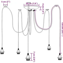 vidaXL Iluminación-Lámpara colgante con 5 portalámparas E27 metal negro