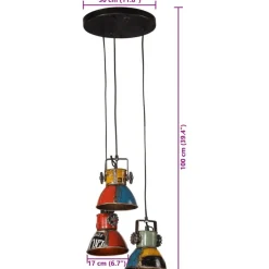 vidaXL Iluminación-Lámpara colgante de colores 25 W E27 30x30x100 cm