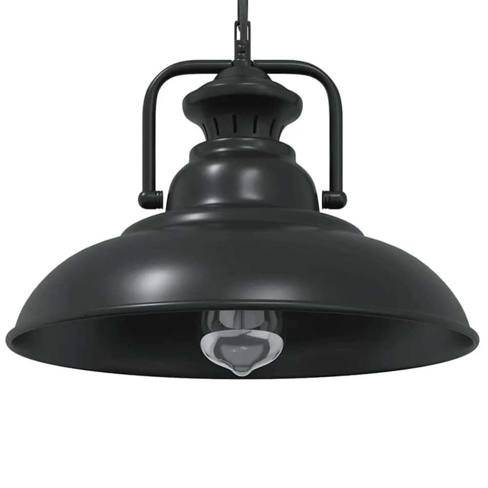 vidaXL Iluminación-Lámpara colgante E27 negra Ø 31 cm Hierro