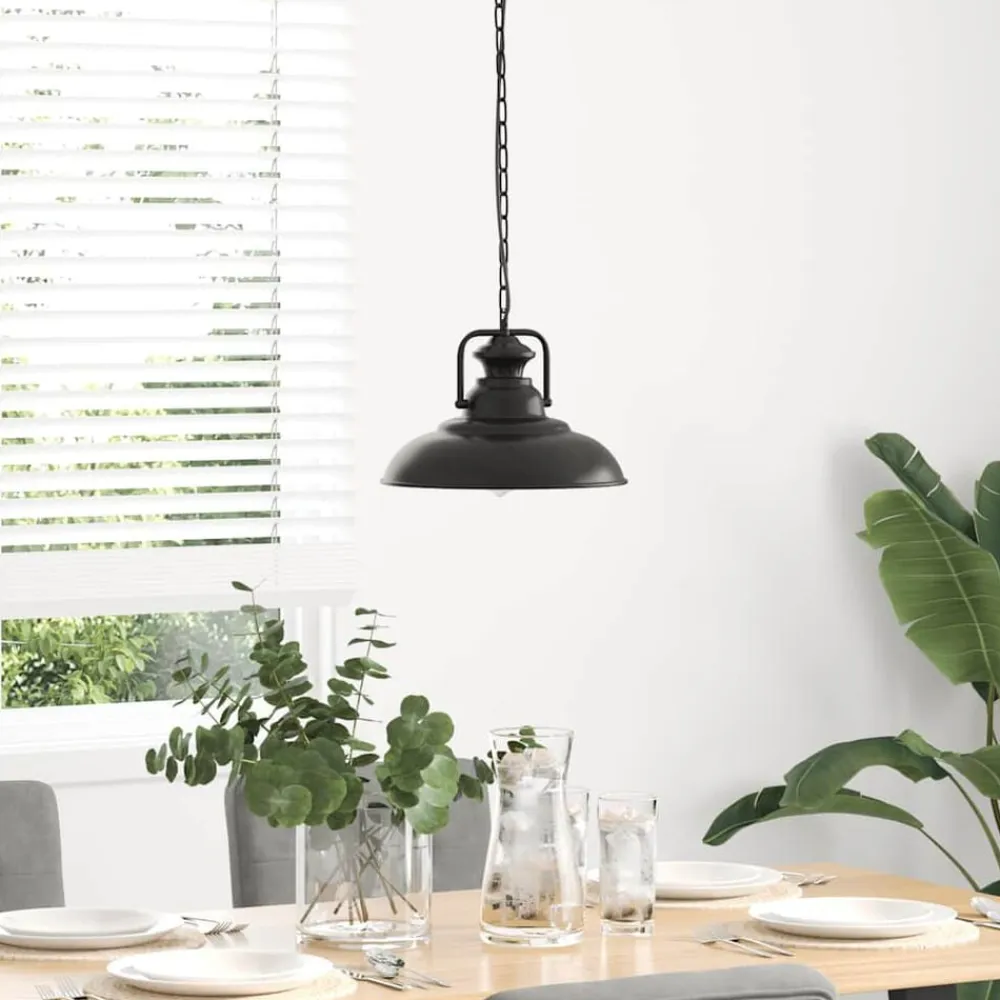 vidaXL Iluminación-Lámpara colgante E27 negra Ø 31 cm Hierro
