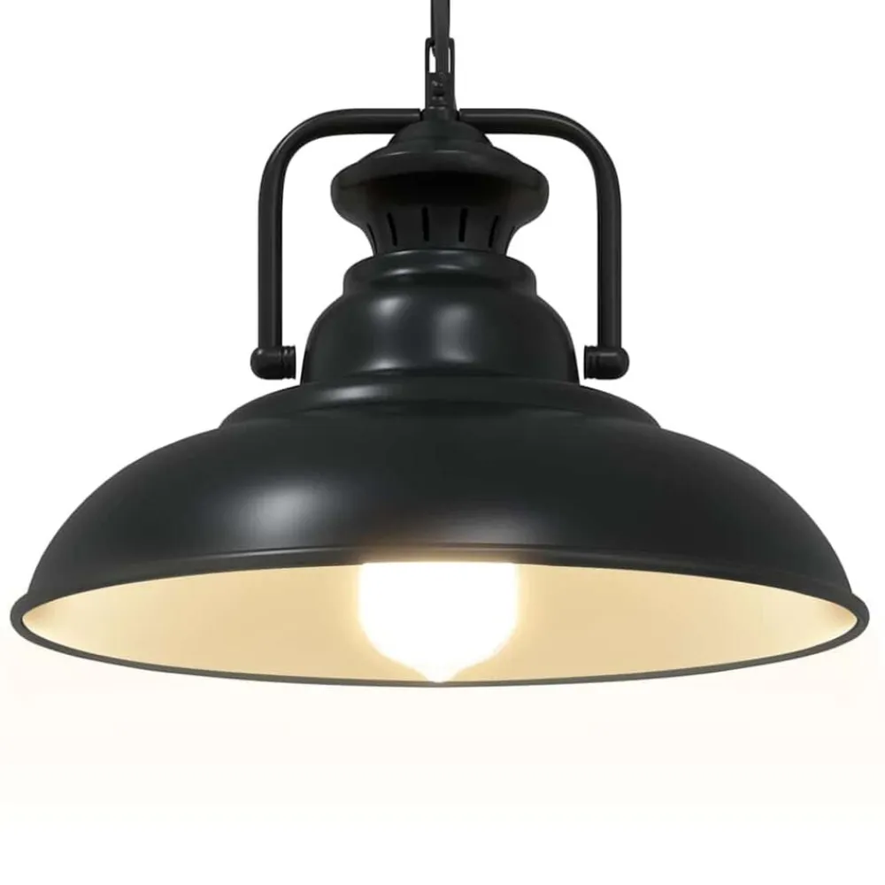 vidaXL Iluminación-Lámpara colgante E27 negra Ø 31 cm Hierro