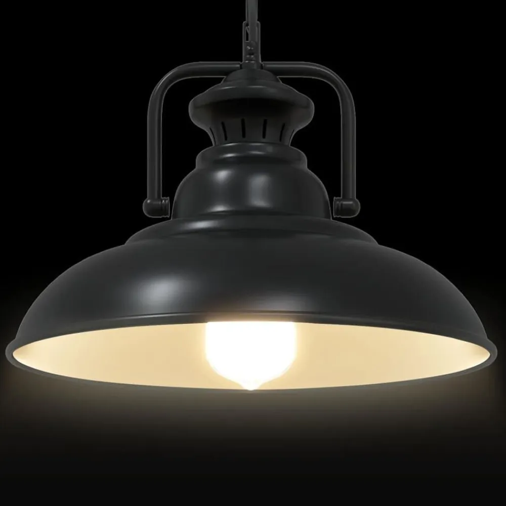 vidaXL Iluminación-Lámpara colgante E27 negra Ø 31 cm Hierro
