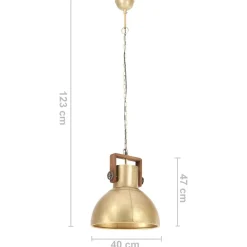vidaXL Iluminación-Lámpara colgante industrial redonda 25 W latón 40 cm E27