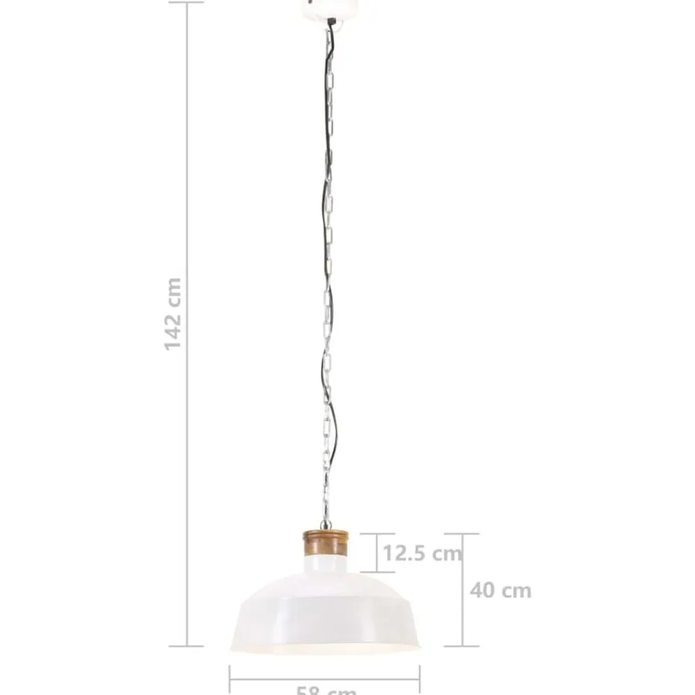 vidaXL Lámpara colgante industrial 58 cm blanca E27 Blanco Discount