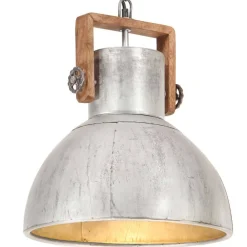 vidaXL Lámpara colgante industrial 25 W plateada redonda 40 cm E27 Plateado New
