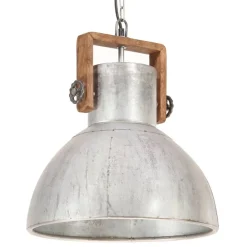 vidaXL Lámpara colgante industrial 25 W plateada redonda 40 cm E27 Plateado New
