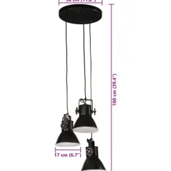 vidaXL Iluminación-Lámpara colgante negra 25 W E27 30x30x100 cm