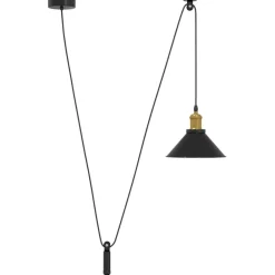 vidaXL Lámpara colgante regulable en altura E27 Ø 22cm Negro brillante Online
