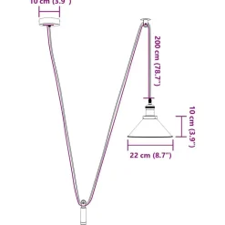 vidaXL Lámpara colgante regulable en altura E27 Ø 22cm Negro brillante Online