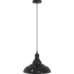 vidaXL Lámpara colgante regulable en altura E27 Ø 31cm Negro brillante Outlet