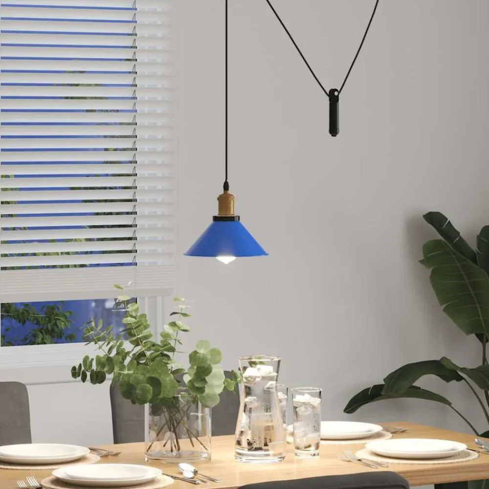 vidaXL Iluminación-Lámpara colgante regulable en altura E27 oscuro brillante Ø22cm