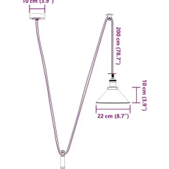 vidaXL Iluminación-Lámpara colgante regulable altura E27 naranja brillante Ø 22cm
