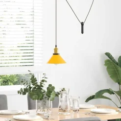 vidaXL Lámpara colgante regulable altura E27 Ø 22cm Amarillo brillante Sale