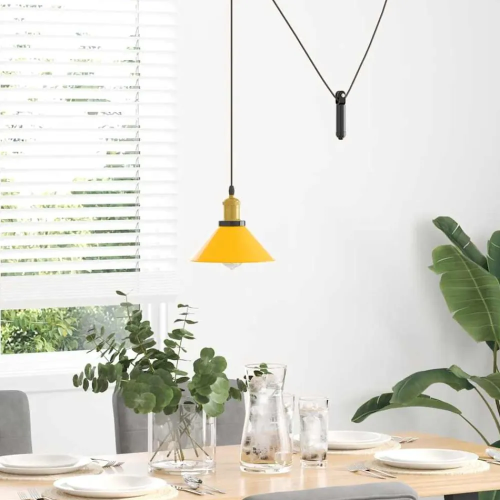 vidaXL Lámpara colgante regulable altura E27 Ø 22cm Amarillo brillante Sale