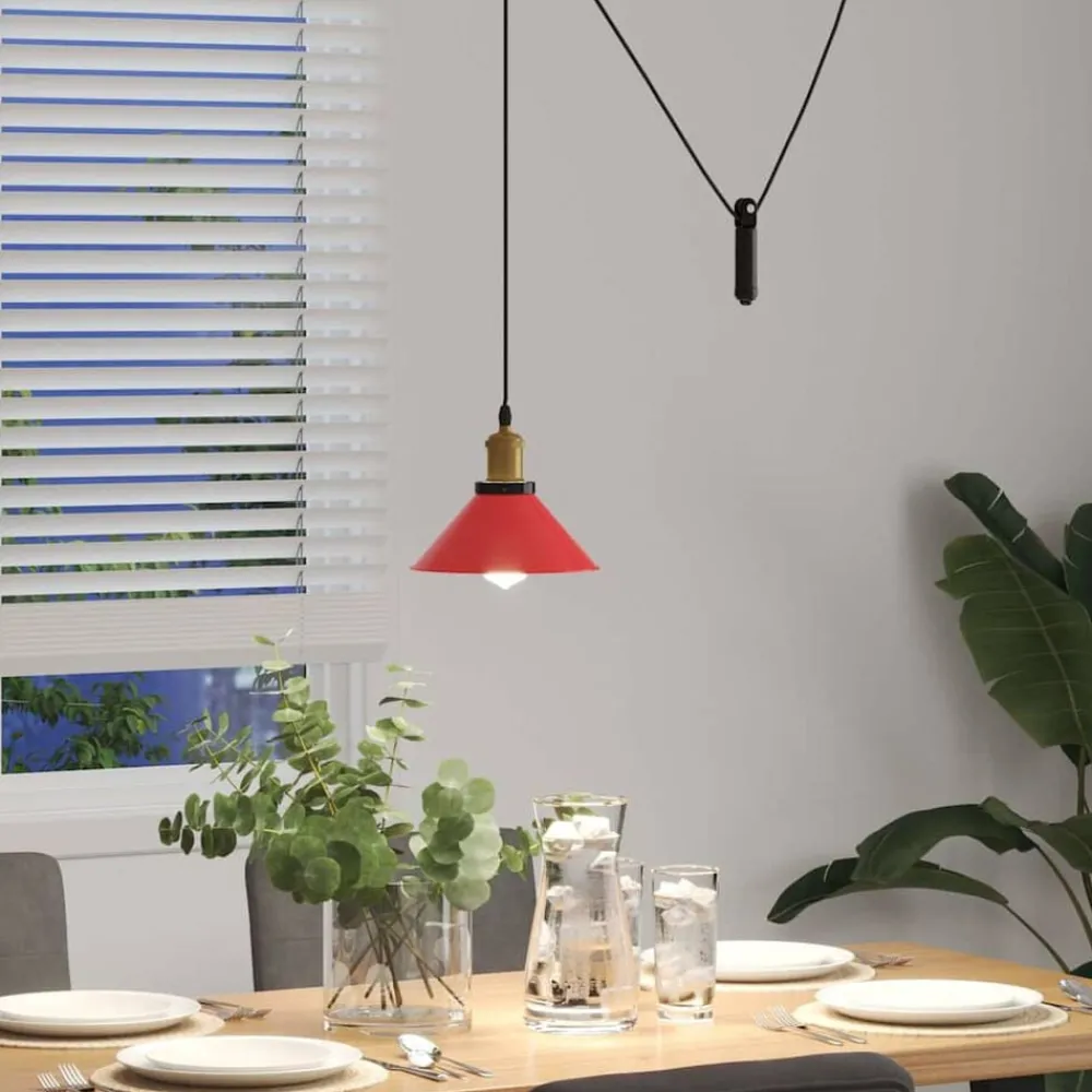 vidaXL Lámpara colgante regulable en altura E27 Ø 22cm Rojo brillante Best