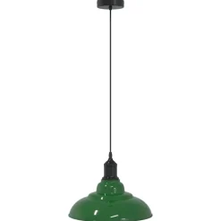vidaXL Lámpara colgante regulable en altura E27 Ø 31cm Verde brillante Online