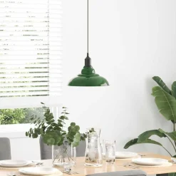 vidaXL Lámpara colgante regulable en altura E27 Ø 31cm Verde brillante Online