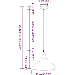 vidaXL Iluminación-Lámpara colgante regulable en altura E27 oscuro brillante Ø31cm
