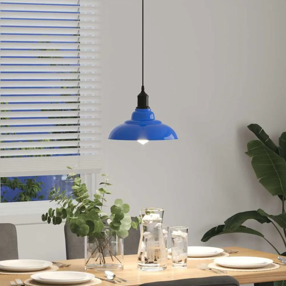 vidaXL Iluminación-Lámpara colgante regulable en altura E27 oscuro brillante Ø31cm